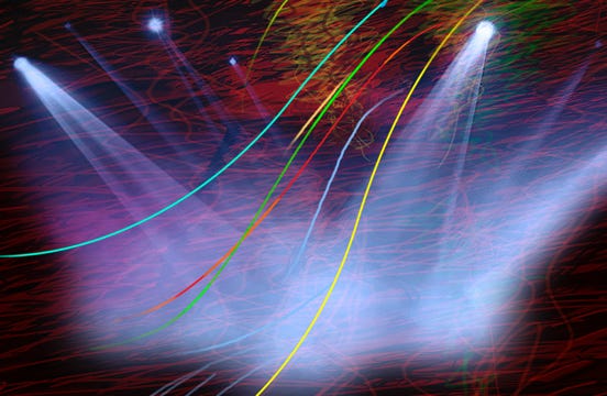 Concert stage with lights.